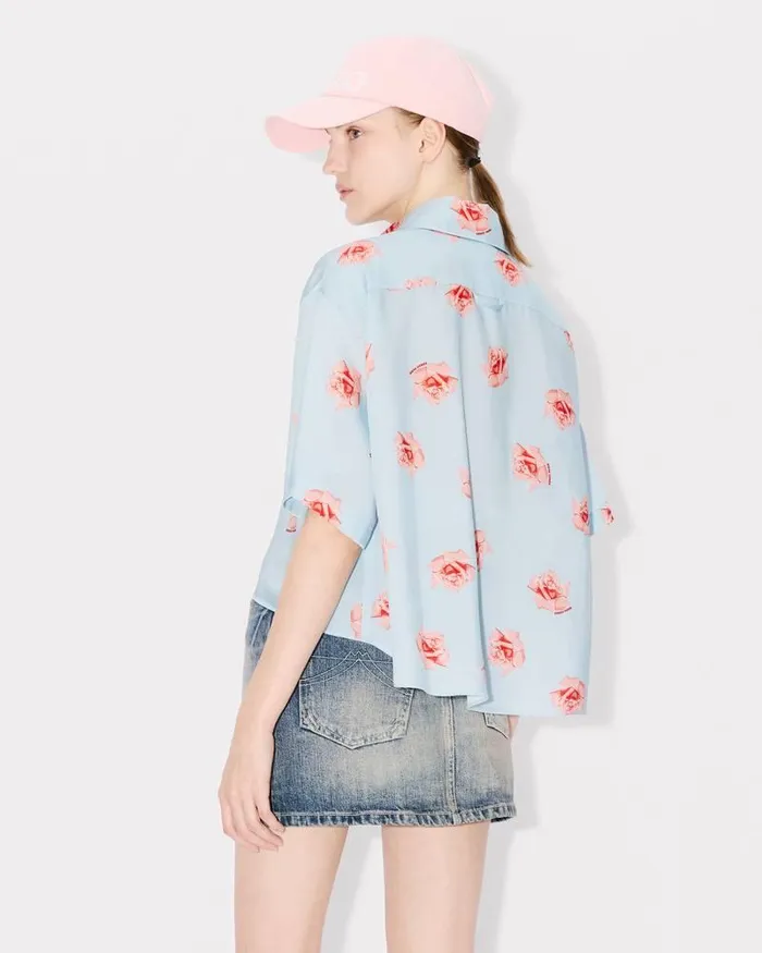 Kenzo Shirts And Tops Women Rose039 Cropped Dropped Shoulders Shirt Light Blue