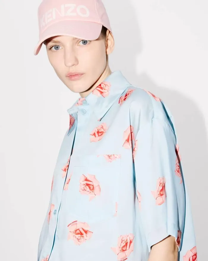 Kenzo Shirts And Tops Women Rose039 Cropped Dropped Shoulders Shirt Light Blue