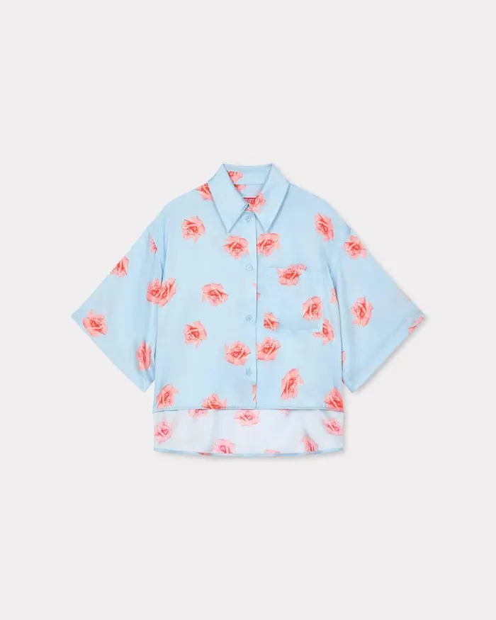 Kenzo Shirts And Tops Women Rose039 Cropped Dropped Shoulders Shirt Light Blue