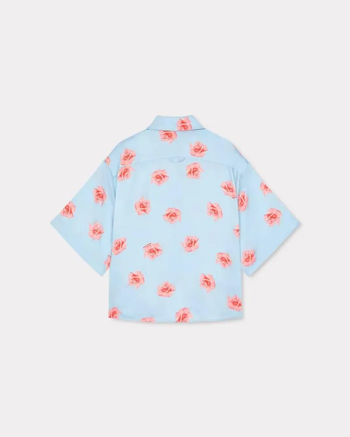 Kenzo Shirts And Tops Women Rose039 Cropped Dropped Shoulders Shirt Light Blue