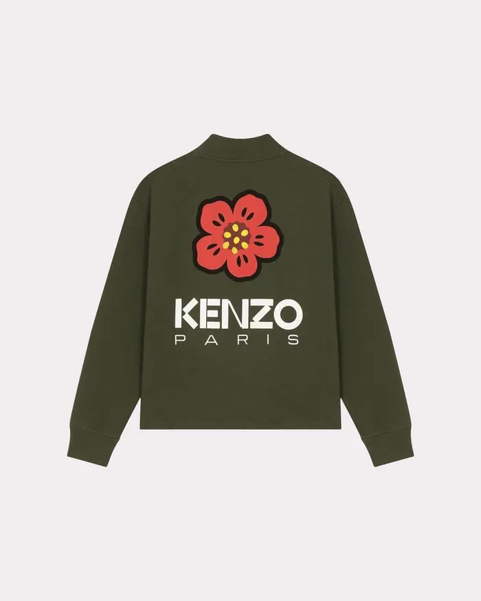 Kenzo Sweatshirts And Hoodies Men 039Boke Flower039 Cardigan Dark Khaki
