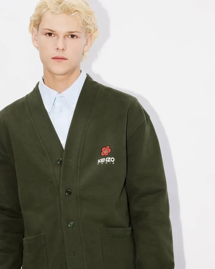 Kenzo Sweatshirts And Hoodies Men 039Boke Flower039 Cardigan Dark Khaki