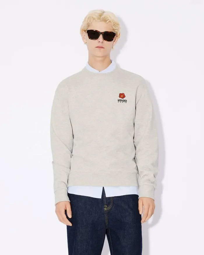 Kenzo Sweatshirts And Hoodies Men 039Boke Flower039 Embroidered Classic Sweatshirt Pale Grey