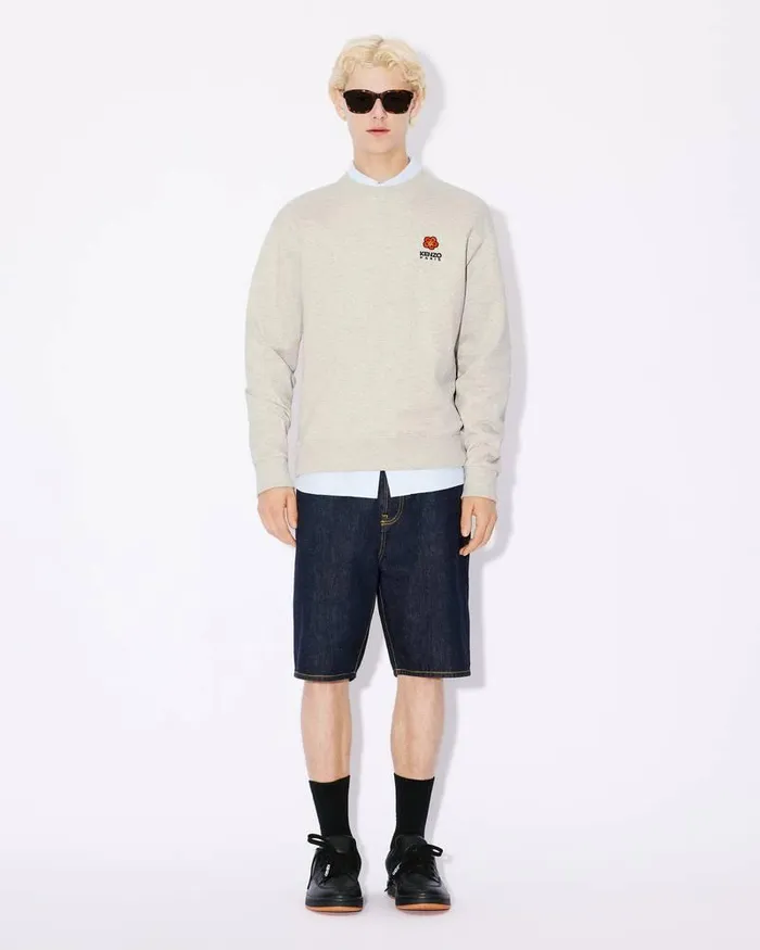 Kenzo Sweatshirts And Hoodies Men 039Boke Flower039 Embroidered Classic Sweatshirt Pale Grey