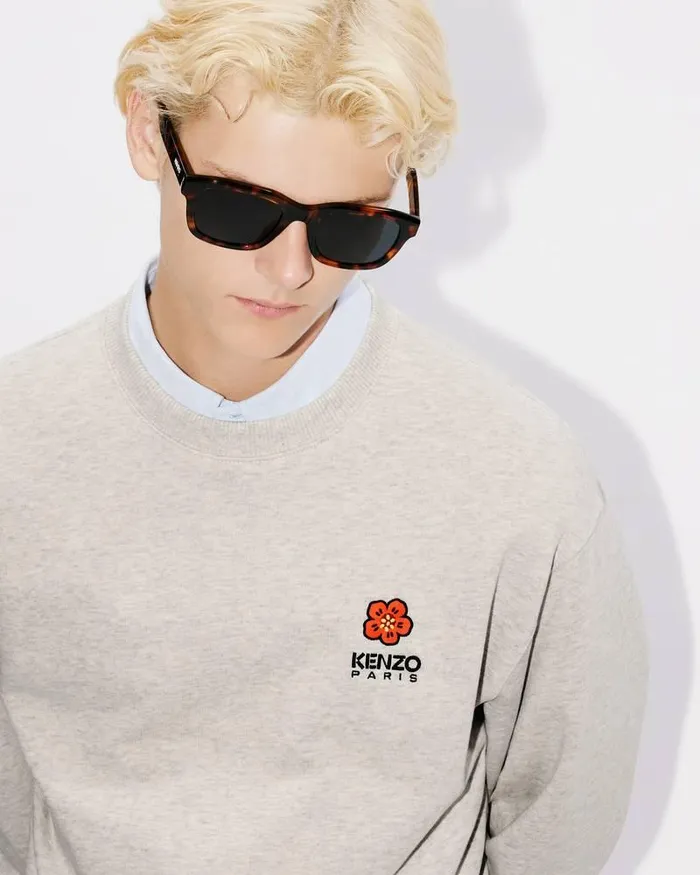 Kenzo Sweatshirts And Hoodies Men 039Boke Flower039 Embroidered Classic Sweatshirt Pale Grey