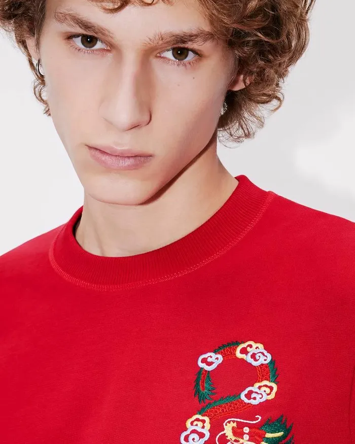 Kenzo Sweatshirts And Hoodies Men 039Year Of The Dragon039 Embroidered Slimfit Sweatshirt Cherry