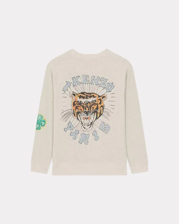 Kenzo Sweatshirts And Hoodies Men Drawn Varsity039 Oversized Sweatshirt Pale Grey