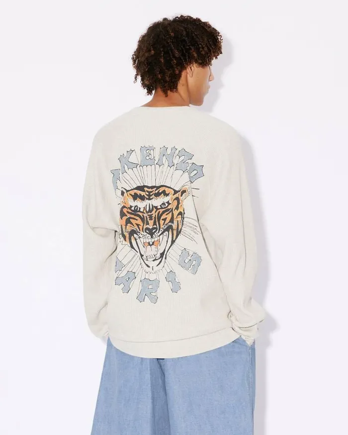 Kenzo Sweatshirts And Hoodies Men Drawn Varsity039 Oversized Sweatshirt Pale Grey