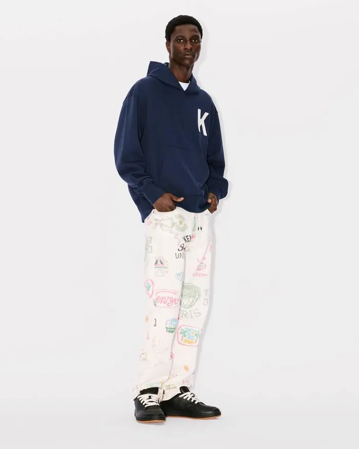 Kenzo Sweatshirts And Hoodies MenWomen Lucky Tiger039 Genderless Embroidered Oversized Hoodie Midnight Blue