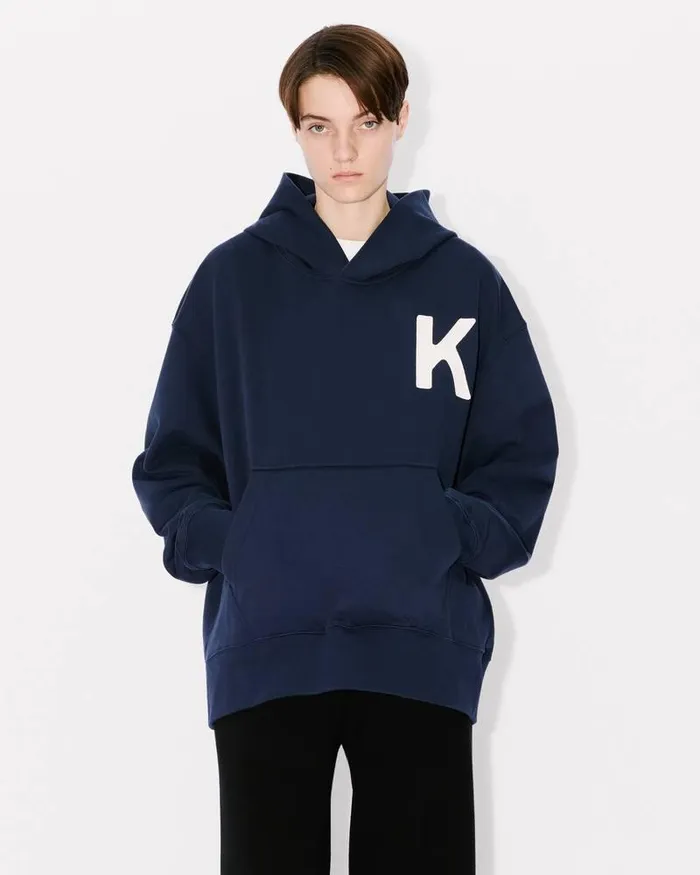 Kenzo Sweatshirts And Hoodies MenWomen Lucky Tiger039 Genderless Embroidered Oversized Hoodie Midnight Blue