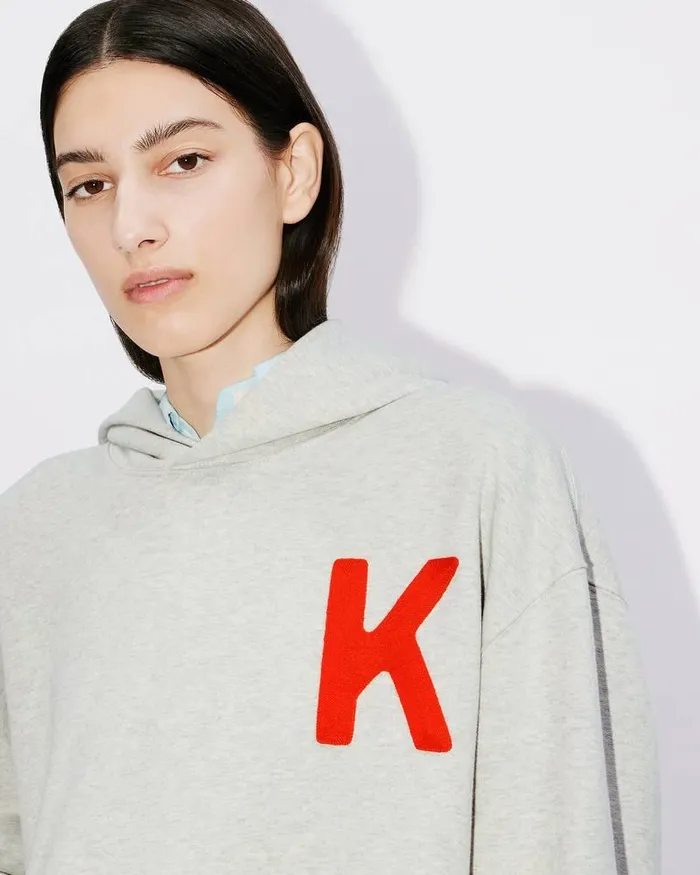 Kenzo Sweatshirts And Hoodies MenWomen Lucky Tiger039 Genderless Embroidered Oversized Hoodie Pale Grey