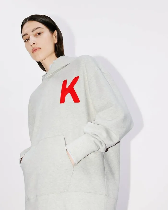 Kenzo Sweatshirts And Hoodies MenWomen Lucky Tiger039 Genderless Embroidered Oversized Hoodie Pale Grey