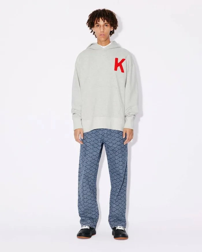 Kenzo Sweatshirts And Hoodies MenWomen Lucky Tiger039 Genderless Embroidered Oversized Hoodie Pale Grey