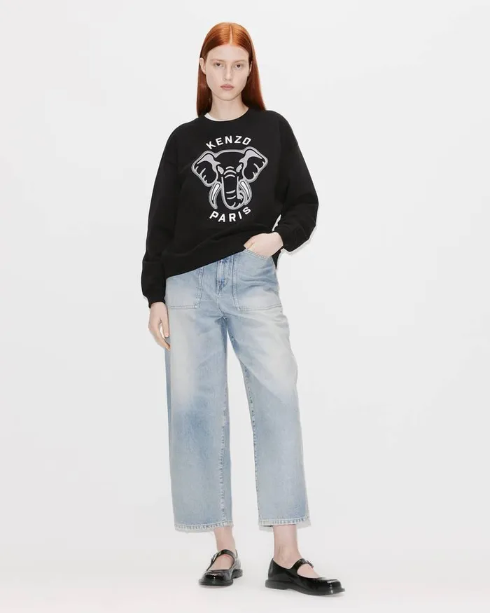 Kenzo Sweatshirts And Hoodies Women Elephant 039Varsity Jungle039 Sweatshirt Black