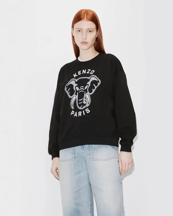Kenzo Sweatshirts And Hoodies Women Elephant 039Varsity Jungle039 Sweatshirt Black