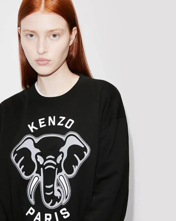 Kenzo Sweatshirts And Hoodies Women Elephant 039Varsity Jungle039 Sweatshirt Black