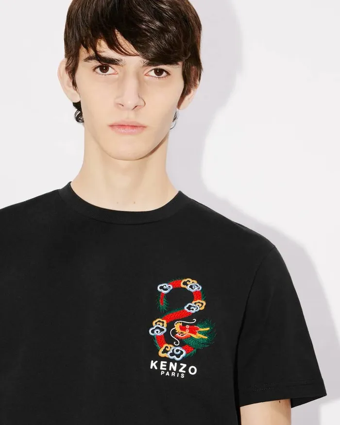 Kenzo TShirts And Polos Men 039Year Of The Dragon039 Embroidered Slim Tshirt Black