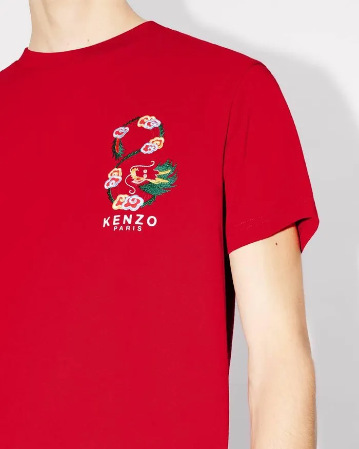 Kenzo TShirts And Polos Men 039Year Of The Dragon039 Embroidered Slim Tshirt Cherry