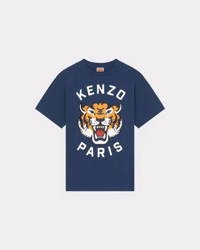 Kenzo TShirts And Polos MenWomen Lucky Tiger039 Oversized Genderless Tshirt Midnight Blue