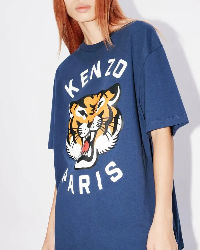 Kenzo TShirts And Polos MenWomen Lucky Tiger039 Oversized Genderless Tshirt Midnight Blue