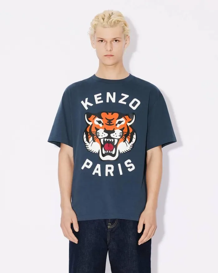 Kenzo TShirts And Polos MenWomen Lucky Tiger039 Oversized Genderless Tshirt Midnight Blue