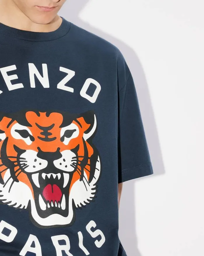 Kenzo TShirts And Polos MenWomen Lucky Tiger039 Oversized Genderless Tshirt Midnight Blue