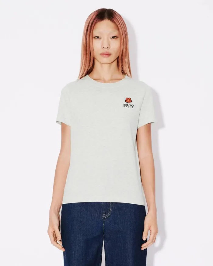 Kenzo TShirts And Polos Women 039Boke Flower039 Embroidered Tshirt Pale Grey