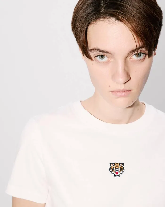 Kenzo TShirts And Polos Women 039Lucky Tiger039 Embroidered Classic Tshirt Off White