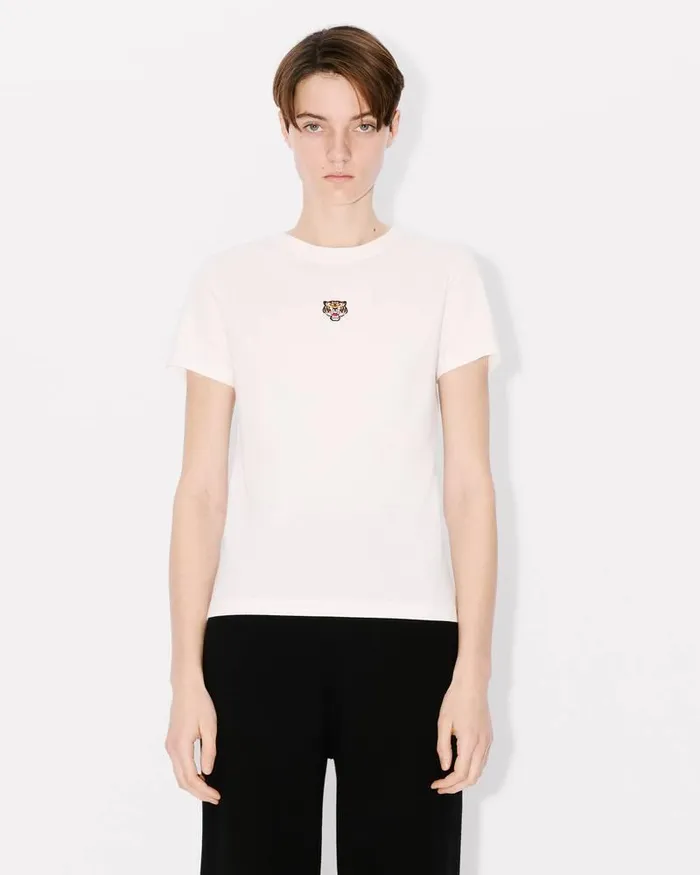 Kenzo TShirts And Polos Women 039Lucky Tiger039 Embroidered Classic Tshirt Off White