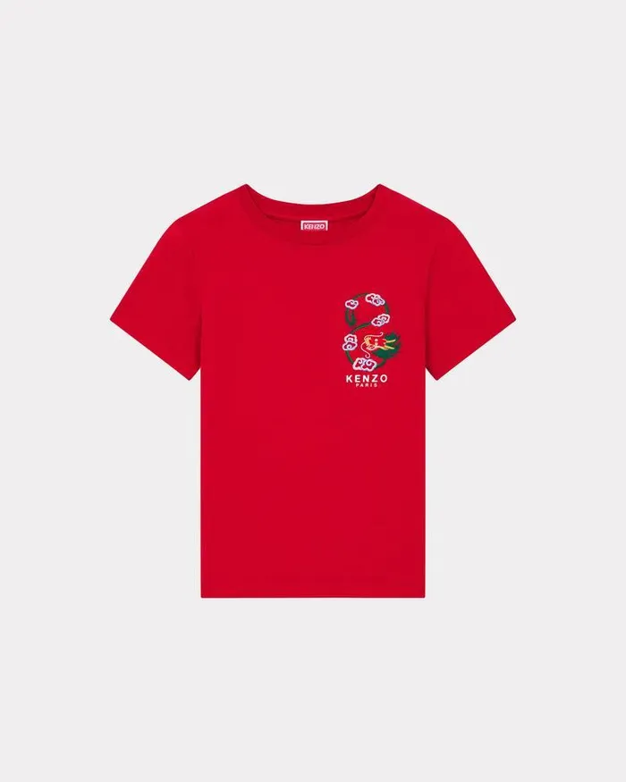 Kenzo TShirts And Polos Women 039Year Of The Dragon Crest039 Embroidered Classic Tshirt Cherry