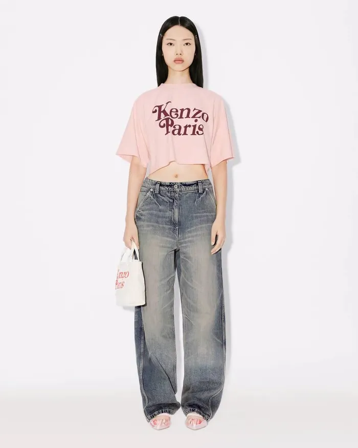 Kenzo TShirts And Polos Women By Verdy039 Boxy Cropped Tshirt Faded Pink