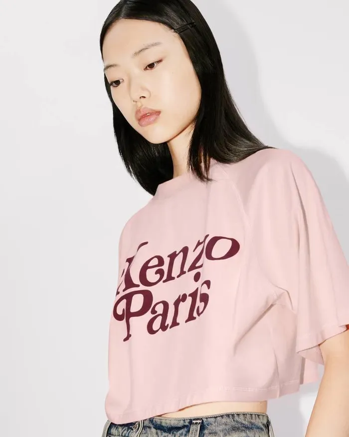 Kenzo TShirts And Polos Women By Verdy039 Boxy Cropped Tshirt Faded Pink