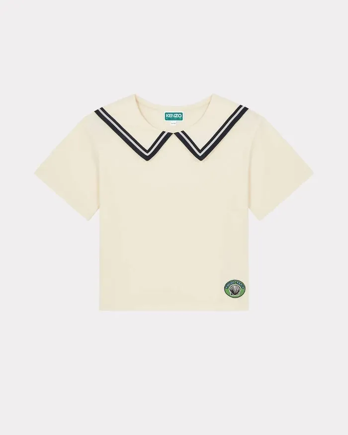 Kenzo TShirts And Sweatshirts Kids Sailor039 Embroidered Cotton Tshirt White