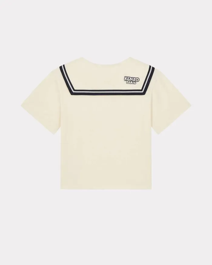 Kenzo TShirts And Sweatshirts Kids Sailor039 Embroidered Cotton Tshirt White