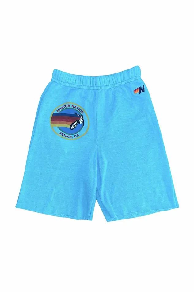 Kids AVIATOR NATION AUSTIN KIDS SWEATSHORTS 8211 NEON BLUE Aviator Nation