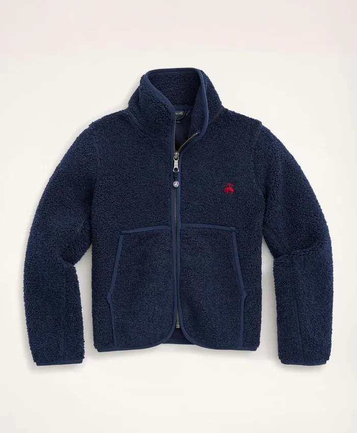 Kids Boys Teddy Fleece Zip Jacket Navy Brooks Brothers Coats and Jackets
