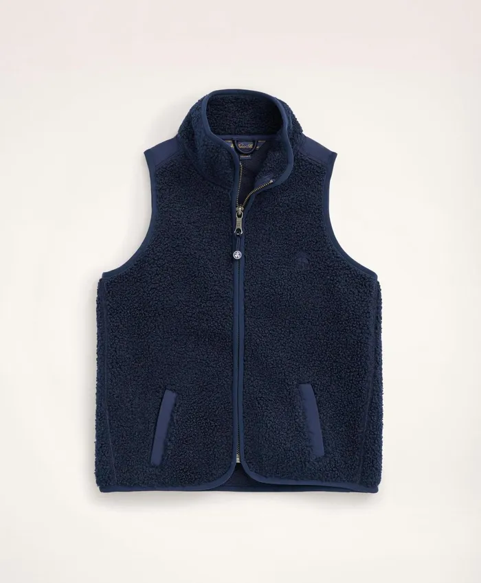 Kids Boys Teddy Fleece Zip Vest Navy Brooks Brothers Coats and Jackets