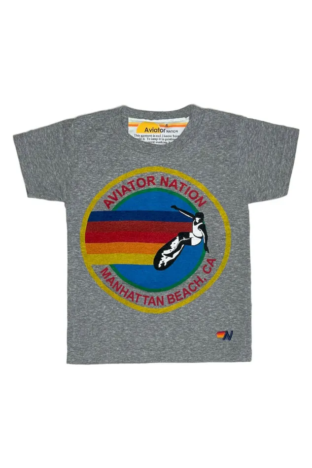 Kids KID039S AVIATOR NATION MANHATTAN BEACH TEE 8211 HEATHER GREY Aviator Nation