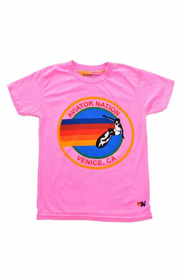 Kids KID039S AVIATOR NATION MIAMI TEE 8211 NEON PINK Aviator Nation