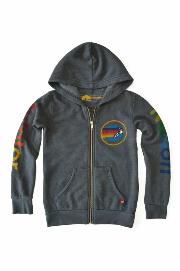 Kids KID039S AVIATOR NATION NORTH SHORE ZIP HOODIE 8211 VINTAGE CHARCOAL Aviator Nation
