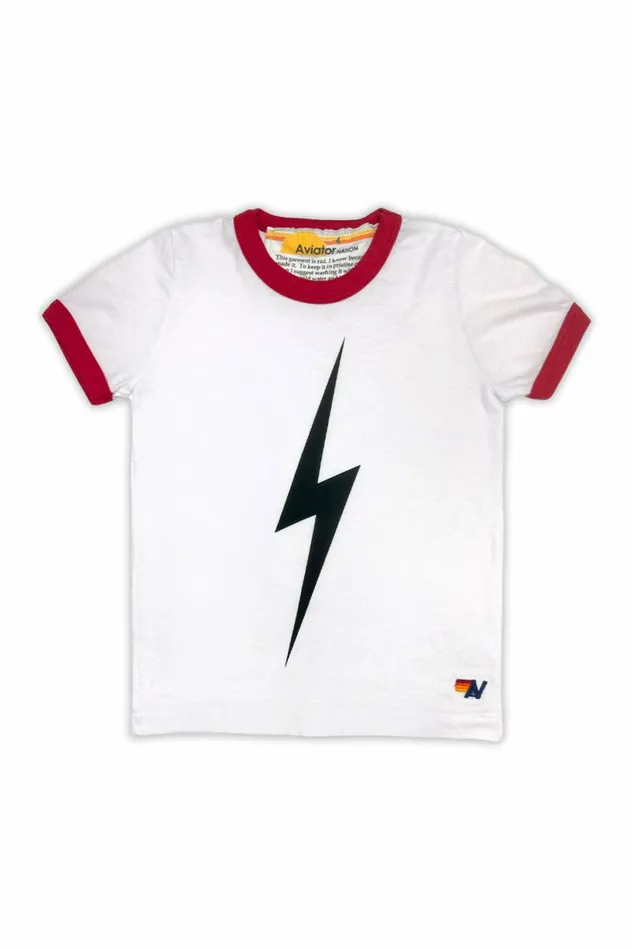 Kids KID039S RINGER BOLT TEE 8211 WHITE RED Aviator Nation