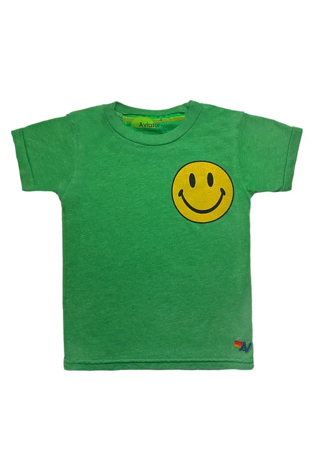 Kids KID039S SMILEY 2 TEE 8211 KELLY GREEN Aviator Nation