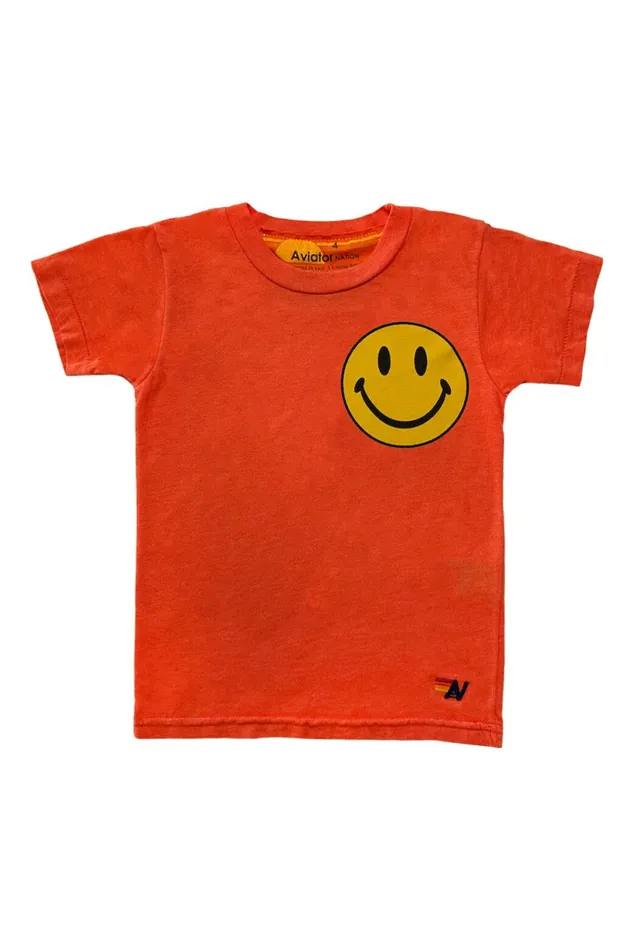 Kids KID039S SMILEY 2 TEE 8211 ORANGE Aviator Nation