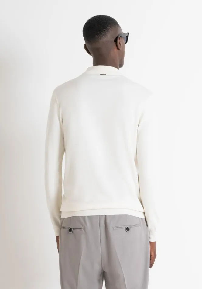 Knitwear Men Antony Morato Regular Fit Ivory MidNeck Sweater In Elastic Viscose Ivory