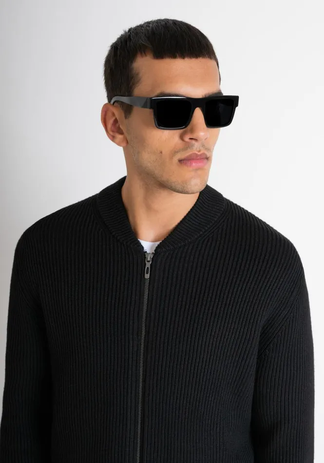 Knitwear Men Antony Morato Regular Fit Sweater In Black Worked Wool Blend Black