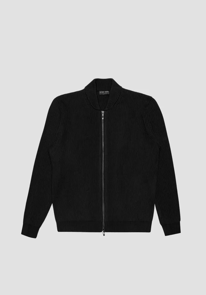 Knitwear Men Antony Morato Regular Fit Sweater In Black Worked Wool Blend Black