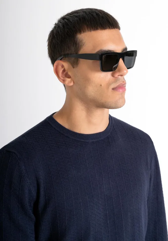 Knitwear Men Antony Morato Regular Fit Sweater In Viscose With Jacquard Pattern Blue Ink