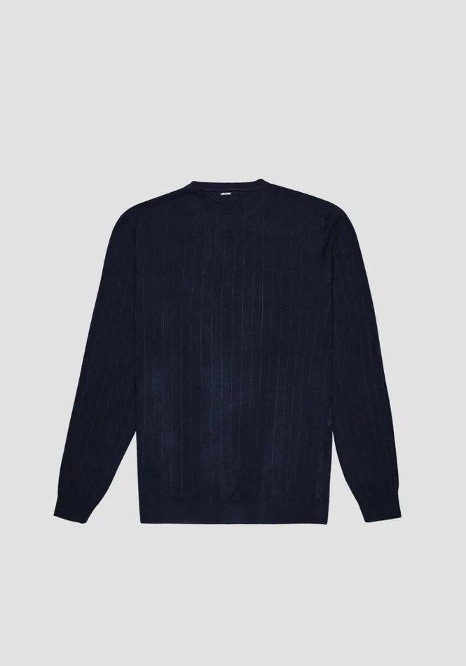 Knitwear Men Antony Morato Regular Fit Sweater In Viscose With Jacquard Pattern Blue Ink