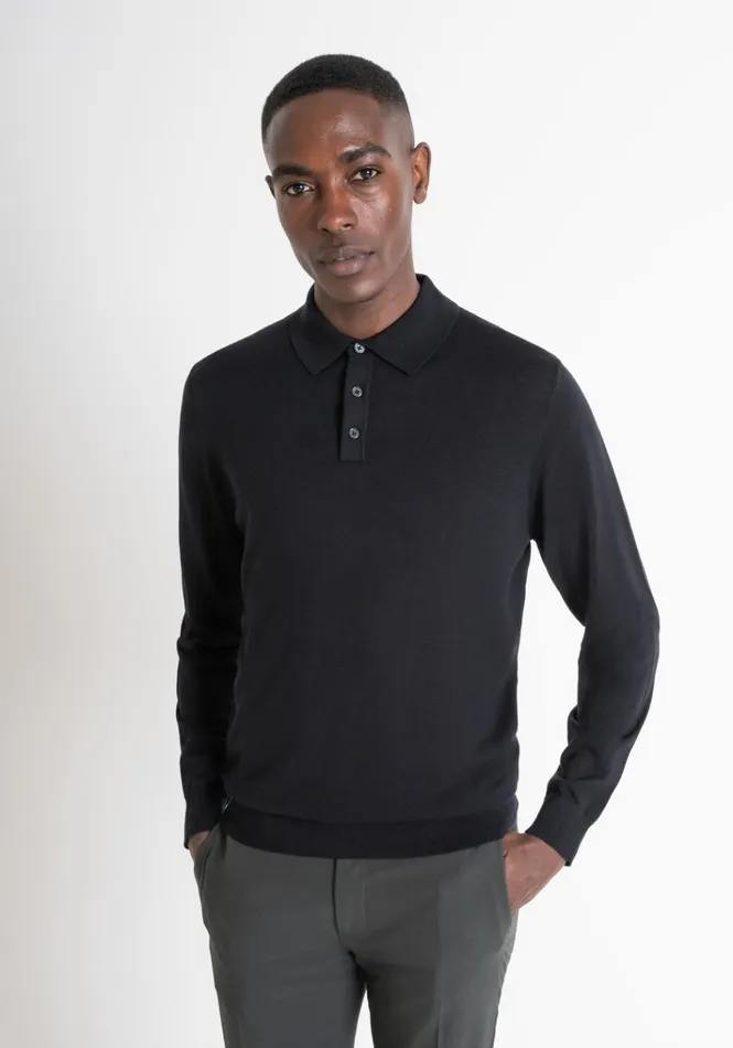 Knitwear Men Antony Morato Regular Fit Sweater With Collar In Wool Blend Black