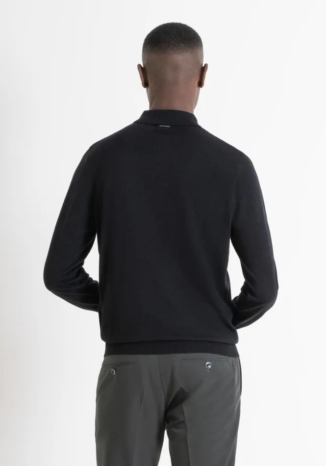 Knitwear Men Antony Morato Regular Fit Sweater With Collar In Wool Blend Black